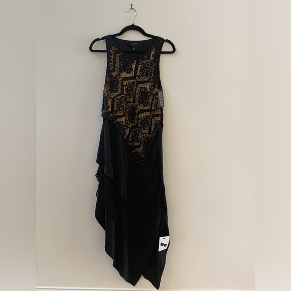 Robert Rodriguez Dresses & Skirts - SZ 6 Robert Rodriguez Black/Gold Beaded Sleeveless Asymmetrical  Dress
